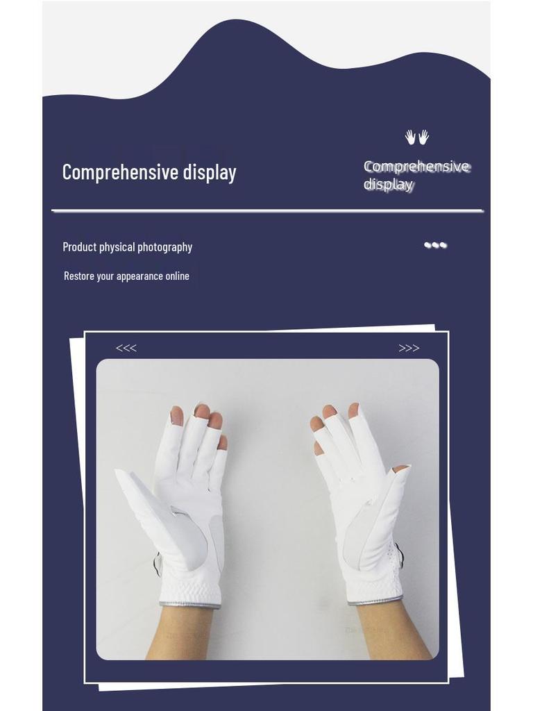 Women's Fingerless Golf Gloves with PU Palm, Mesh Back, and Nano Microfiber Reinforcement (Left Hand)