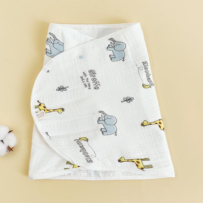 Vierlagige Mull-Baby-Swaddle-Decke mit Cartoon-Motiv - Anti-Schreck-Wickeltuch