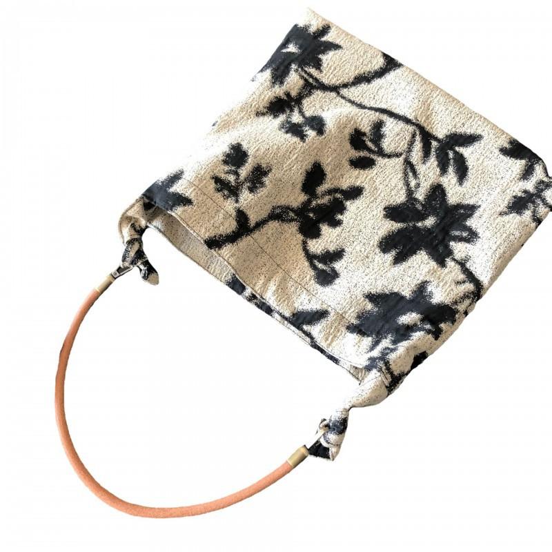 Vintage Ins Texture Black White Contrasting Jacquard Fabric Cowhide Rope Bag Underarm Shoulder Cosmetic Female