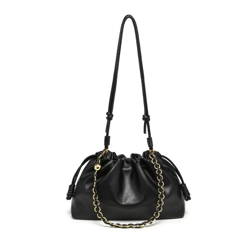 Brand Drawstring Shoulder Bag Fashi Pleated Cloud Bag Magnetic Buckle Design Versatile Crossbody Bag Women's Casual Chain Bag