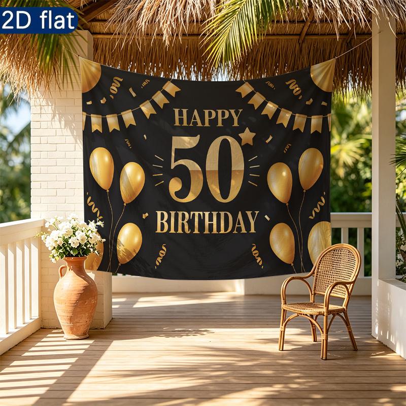 Gifts Birthday Banner for Party Decor, Polyester Backdrop for Photo Booth & Wall Art