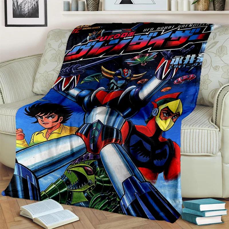 Cartoon UFO Robot Grendizer Anime Blanket,Soft Throw Blanket for Home Bedroom Bed Sofa Picnic Travel Office Cover Blanket Kids