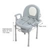 Portable Bedside Commode Chair 3 Adjustable Heights Mobile Toilet Seat with Solid Bucket Padded Backrest for Pregnant Elderly