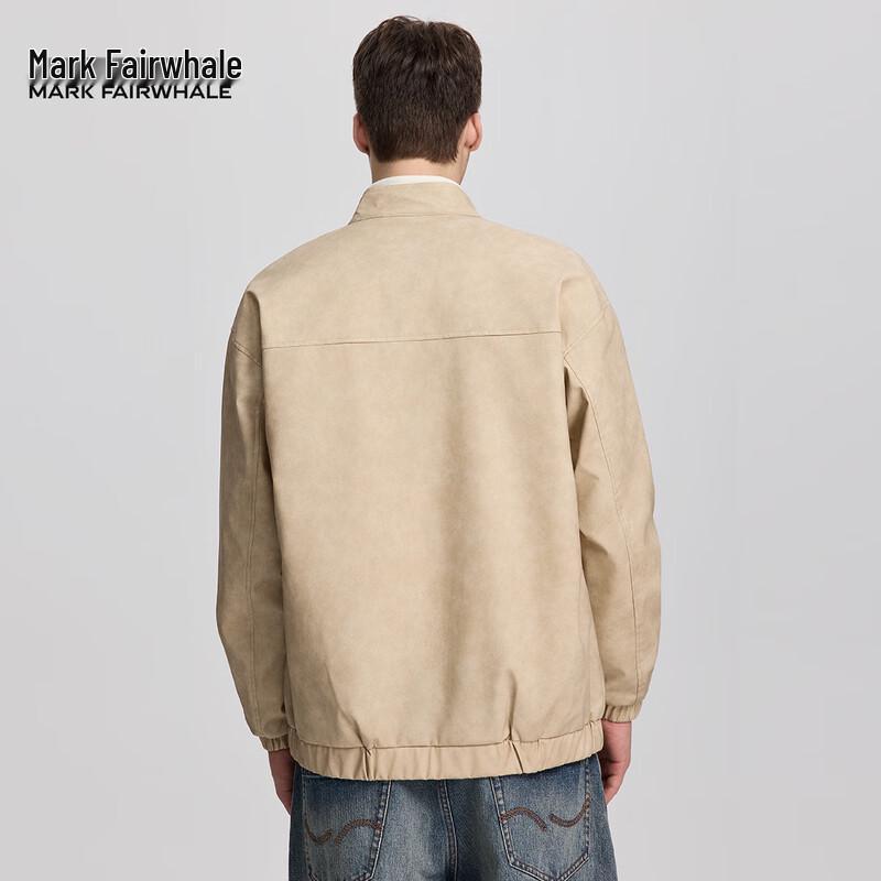 Mark Fairwhale Men's Stand Collar Faux Leather Jacket