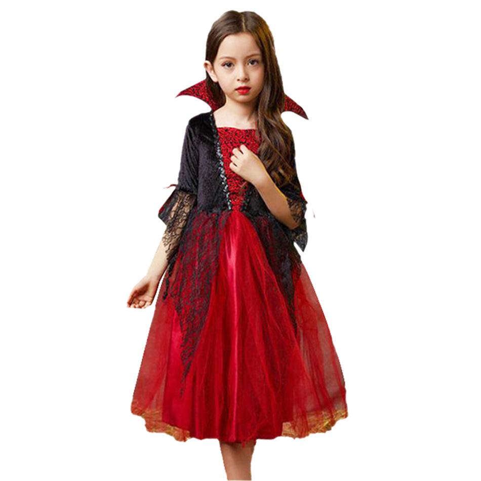 Halloween Meisjes Spook Bruid Mesh Kostuum Meisjes Prinsessenjurk Optreden Kostuum Zwarte Avondkleding 130cm