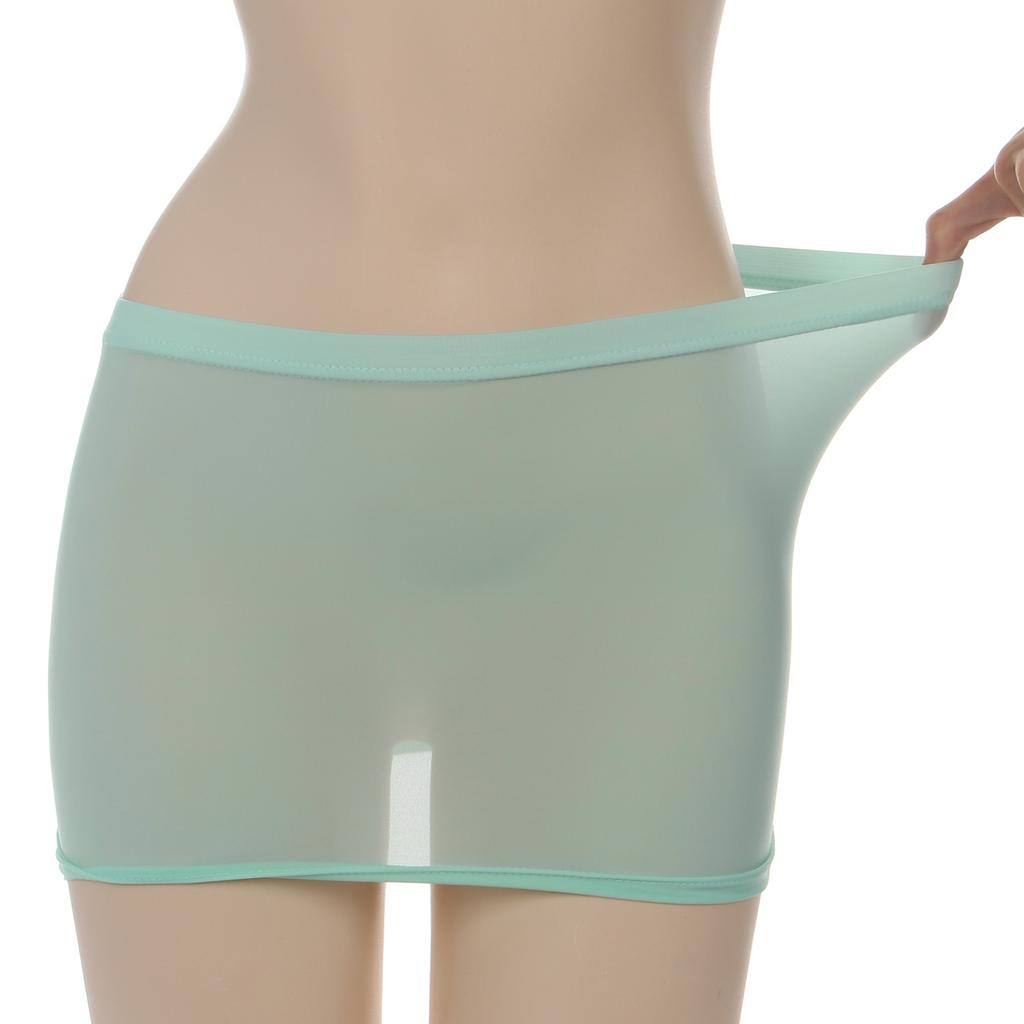 Womens Semi See Through Miniskirt Solid Color Elastic Waistband Pencil Skirt Nightwear Clubwear