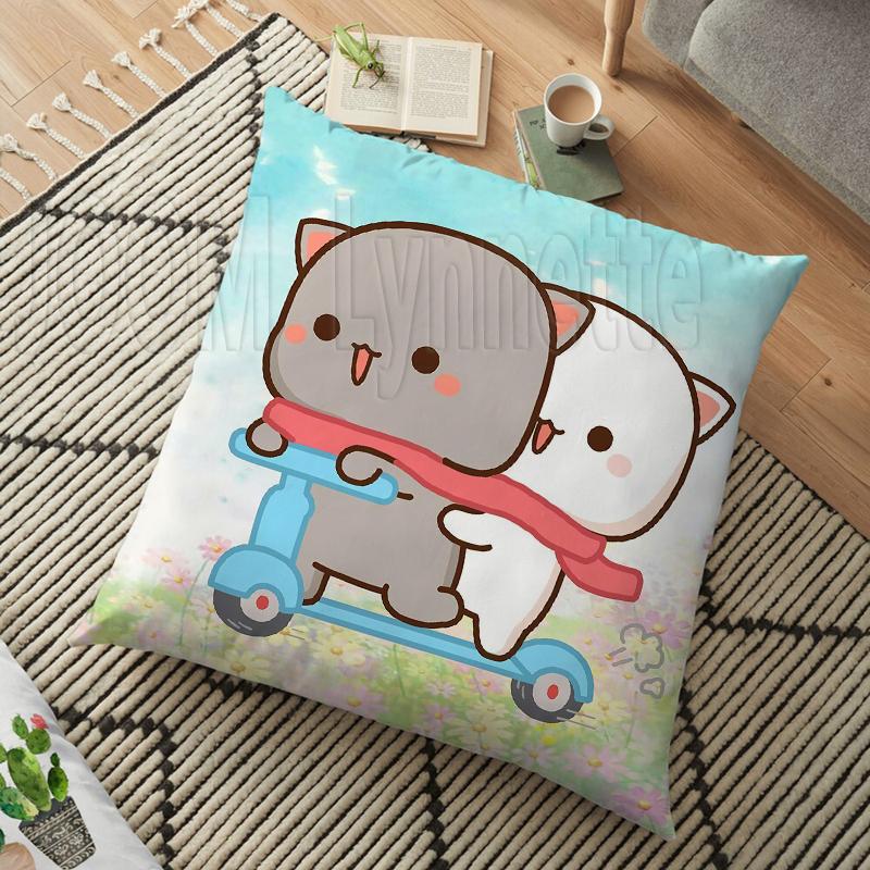 Mléko a mocha páry Panda Bear Bubu Dudu Povlak na polštář Hodový polštář Domácí Dekorativní čtvercový tisk Polštář Polštář na pohovku 45CM