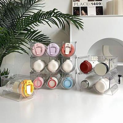 Acrylic Cup Holder Stackable Refrigerator Wine Water Bottle Holder Cup for Kitchen Pantry Storage Plastic Home Desktop Holder