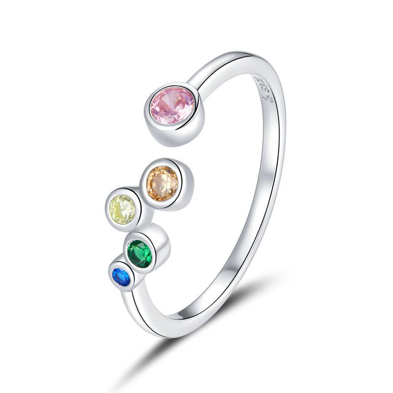 WOSTU Adjustable Rings Real 925 Silver Stackable Engagement Zircon Open Size Rings For Women Female Original Jewelry