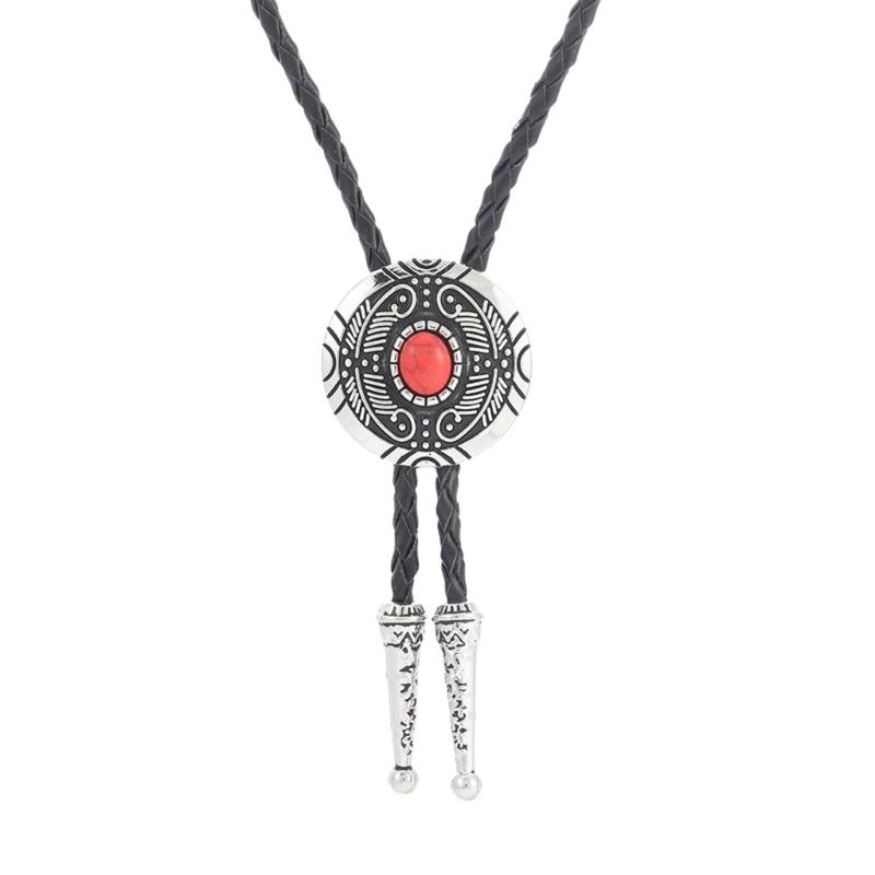 

Western Cowboy Alloy Gemstones Buckle Bolo Tie for Men Teen Shirt Sweater Decor 1 червоний