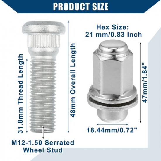 90942-02049 Wheel Stud Bolts TWO  for Toyota Corolla 1991-2015