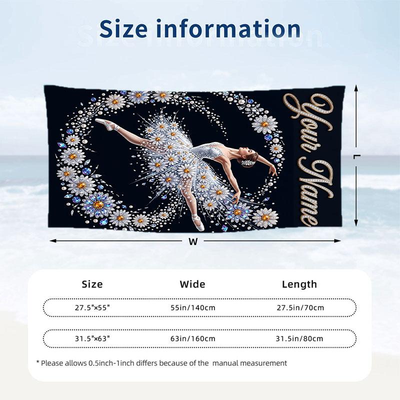 Floral Garden Theme Beach Towel Personalized Custom Name & Text Soft Quick Dry Beach Towel for Swimming Travel