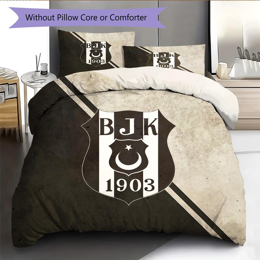 BJK Pattern Bedding Quilt Set Home Decoration Gift (1 * duvet cover + 2 * pillowcase without core)