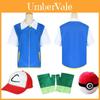 Pokmon Cosplay Kostým Modrý Kabát Klobouk Rukavice Poke Míč Anime Sada**