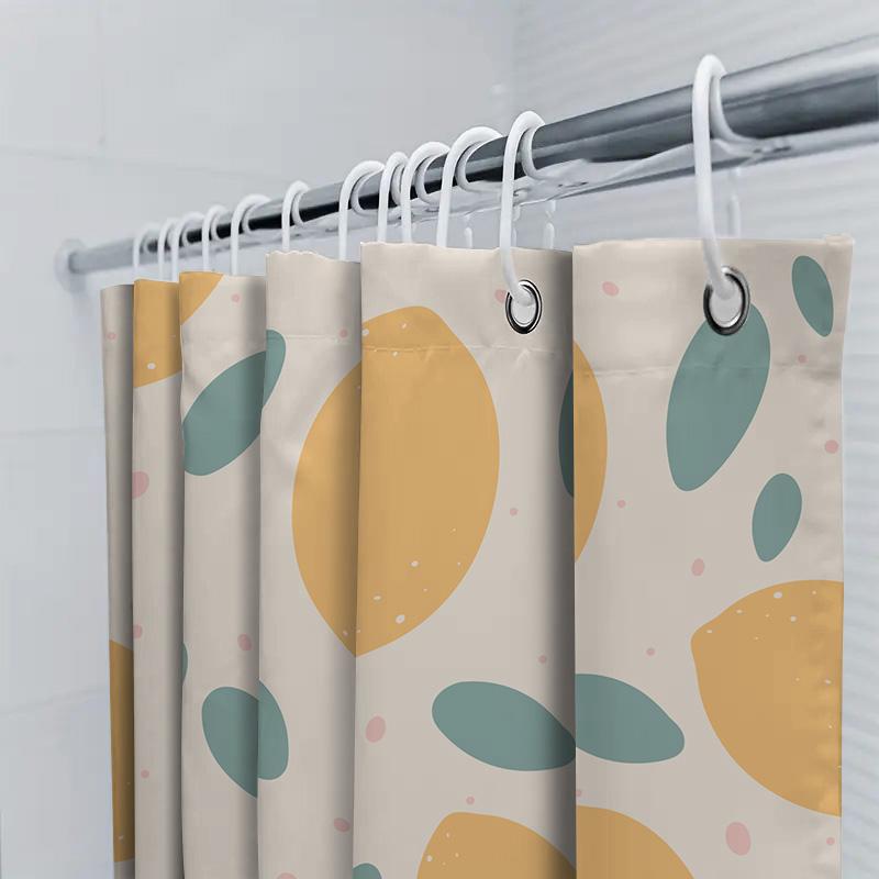 Leopard Print Shower Curtain Modern Decorative Design For Bathrooms Green Orange Leaves Pattern