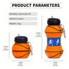 1pc 550ml Basketball Shape Collapsible Portable Water Bottles Suitable for Fitness Outdoor Activities Travel Gifts for Children
