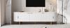 TV Lowboard Made of MDF with 5 Doors, Fluted Front, Rounded Sides, Iron Feet and Iron Handles