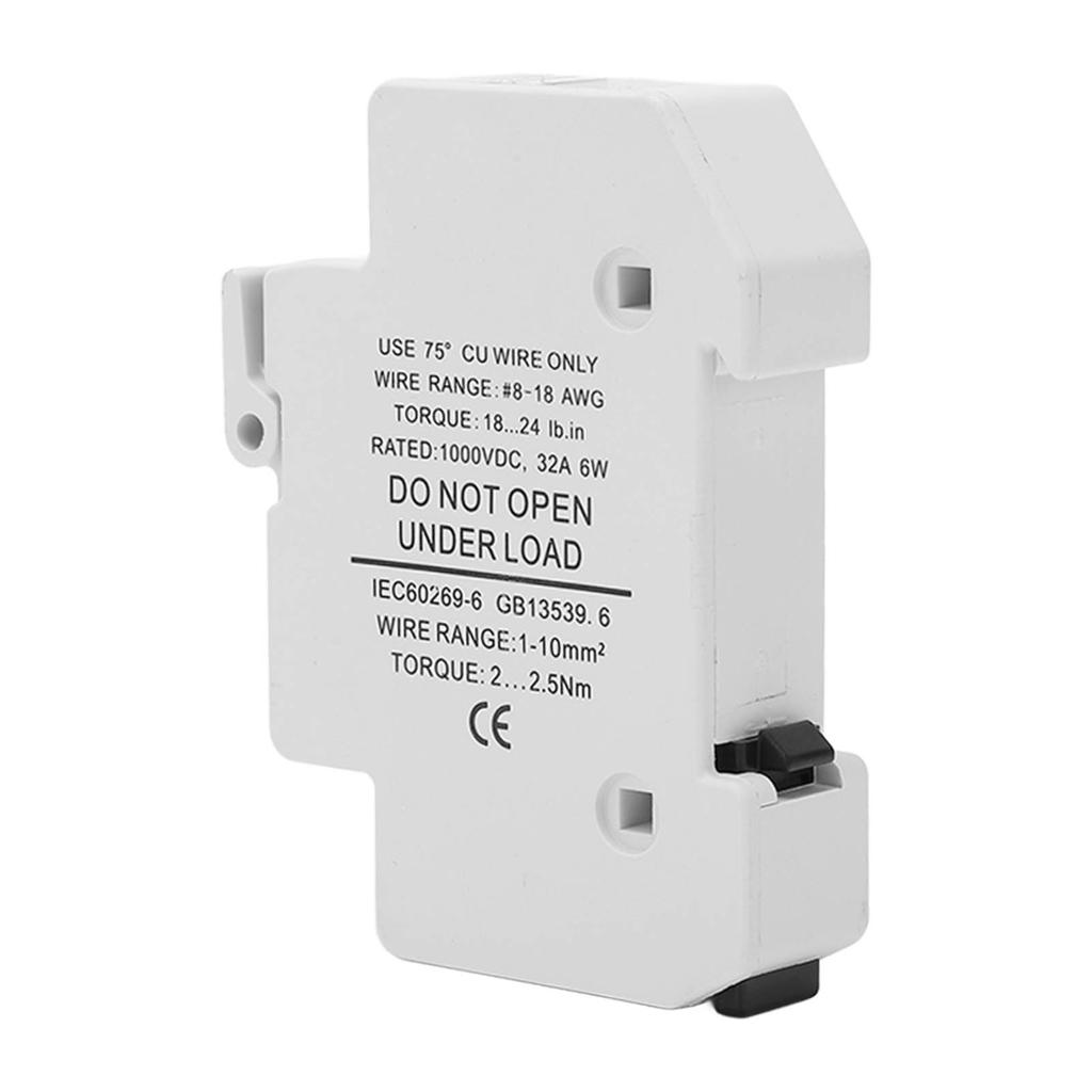 DC-Leistungsschalter 1-polig 32A PV-Sicherungskasten Führungsschienen-Basishalter für Combiner 1000V 6W