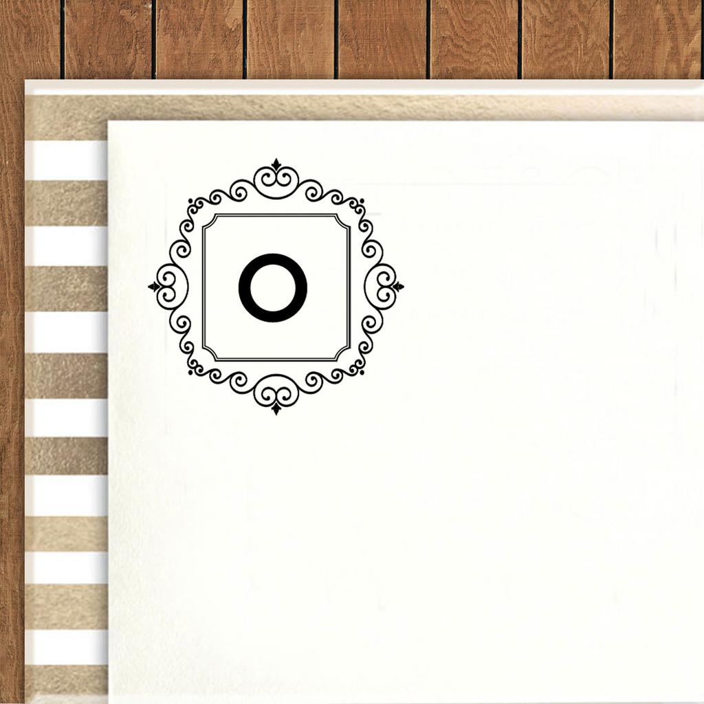 Printtoo O Alphabet Monogram Initial Square Swirl Border Office Stationary R-40 Self Inking Rubber