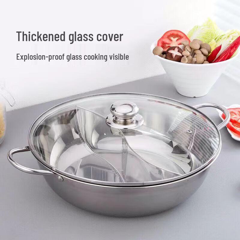 LijiuHong 36cm Divided Stainless Steel Hot Pot