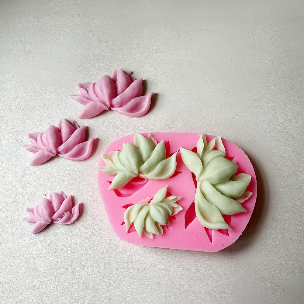 Lotus Shape Mold Fold Sugar Aromatherapy Candle Cake Decorative Individually Packaged