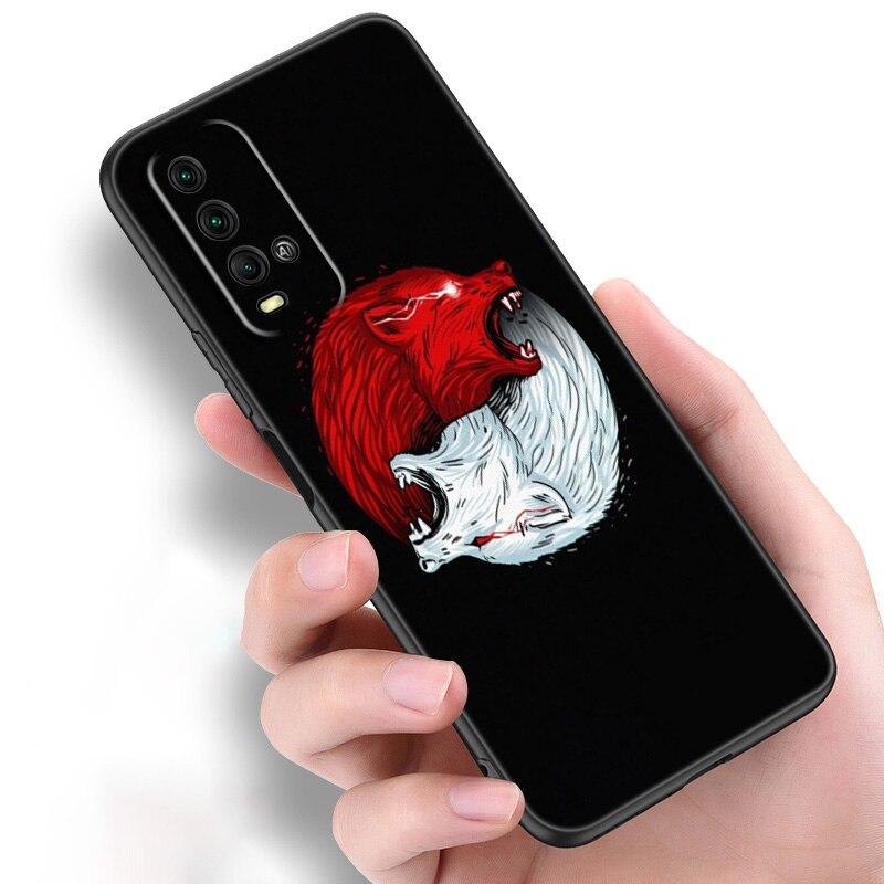 Tier Wolf Kunst Silikon Telefon Fall Für Xiaomi Redmi Hinweis 11 10 9 8 Pro 11T 10T 10S 9S 8T 9 9A 9C 9T Schwarz Soft Cover Coque