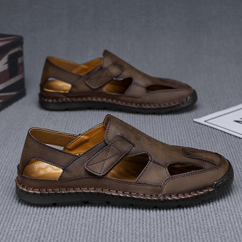 

Men Beach Cool Sandals Outdoor Casual Male Shoes 2025 New Classic Leather Men Shoes Summer New Large Size Men s Sandals 46 темно-коричневого
