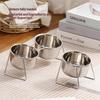 New 304 Stainless Steel Single And Double Cats Dogs Bowl Neck Protection Anti Slip Anti Overturning Cats Dogs Feeding Water Bowl