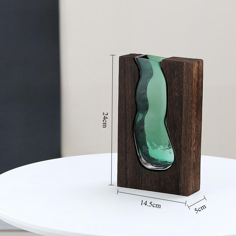 Creative Transparent Vase Nordic Style Wooden Glass Vase Decorate The Home Flower Vase Decorative Floral Arrangement Display