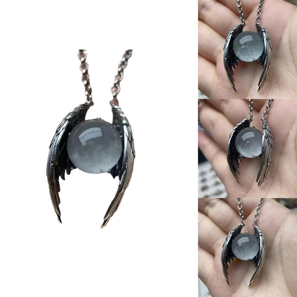 Ghost Wings Faux Crystal Vintage Necklace With Cartoon Pendant For Fashion Ol Women Men