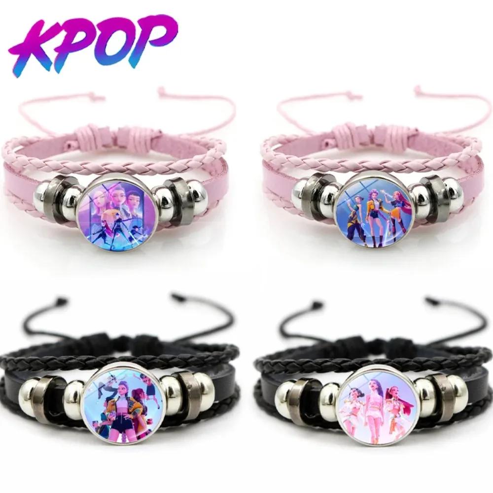 Kpop Demon Hunter Bracelet Huntrix Kpop Birthday Beaded Wristband Kpop Girls Bracelet Nacklace Accessories Birthday Party Gifts