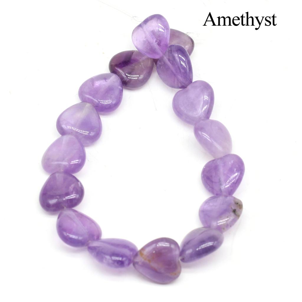 16Pcs/String, Spiritual Healing Crystal Heart Beads, Bohemian Style Natural Stone Rose Quartz Gemstone Loose Spacer Beads for Jewelry Making DIY Craft