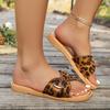 Fashion Leopard Flat Slippers for Women Metal Buckle Decor Thick Sole Non Slip Beach Slippers 2025 Summer Light Comfort Platform Slides