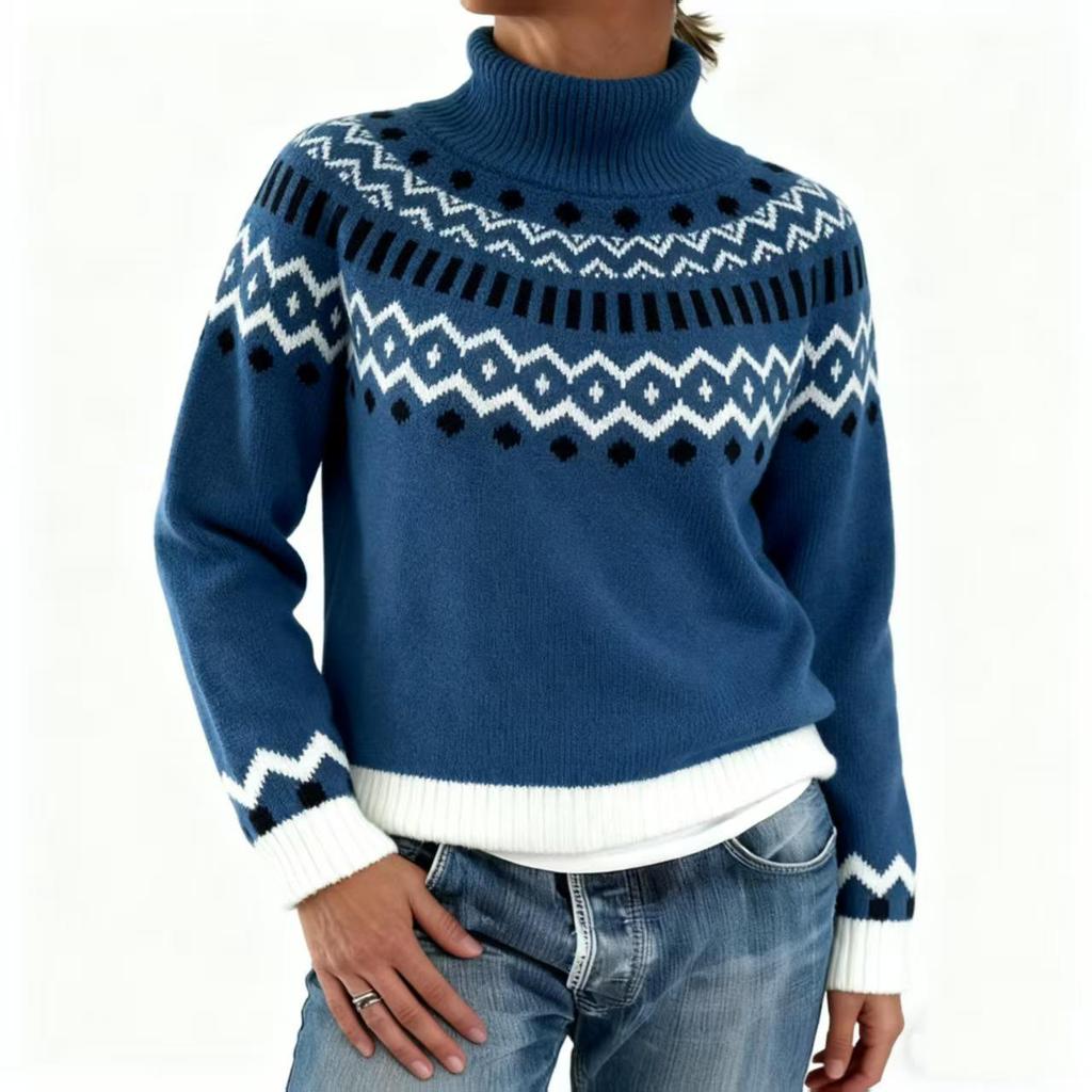 European & American Chunky Knit Jacquard Women's Sweater - Acrylic, Thickened for Autumn/Winter  