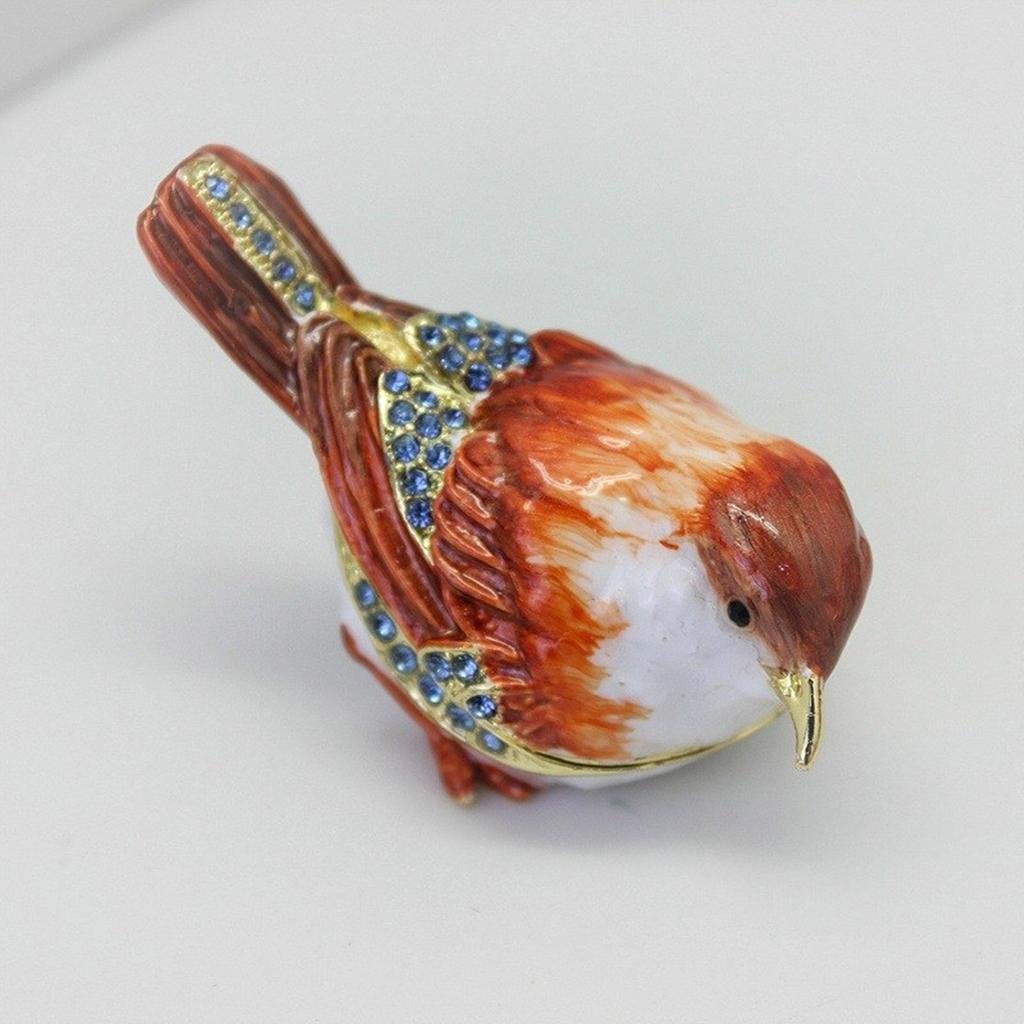 Alloy Enamel Sparrow Shaped Jewelry Organizer Decorative Box for Rings and Earrings Studs Multifunctional Storage Case
