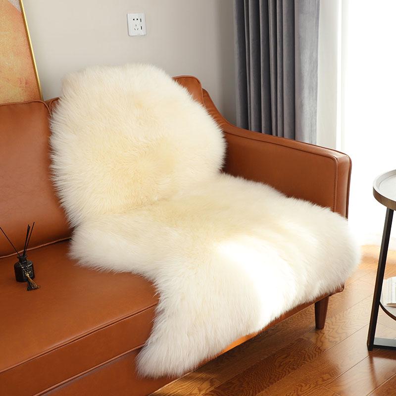 Australian Sheepskin Leather Pattern Wool Sofa Cushion, Carpet, or Bedside Rug – Spliceable into One Sheepskin Piece
