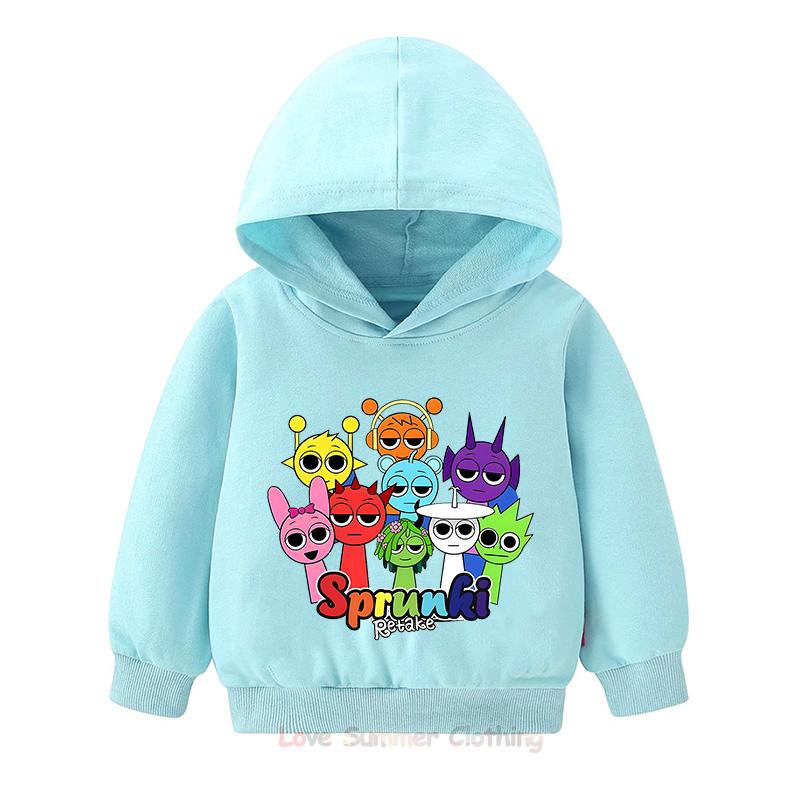 Fall New Arrivals Kids Hoodie Sprunki Childrens Pullover Hoodie Incredibox HD Print Age 4-14 Breathable Polyester Boys Girls Anime Sweatshirts
