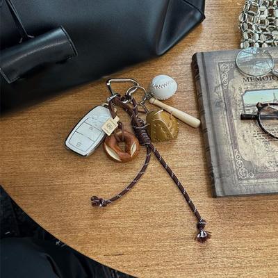 Korean Charms Cute Cartoon Bracelet Nylon Handmade Rope Keychain Bag Charms Y2K Fashion Bag Pendant Hand Woven Bag Accessories