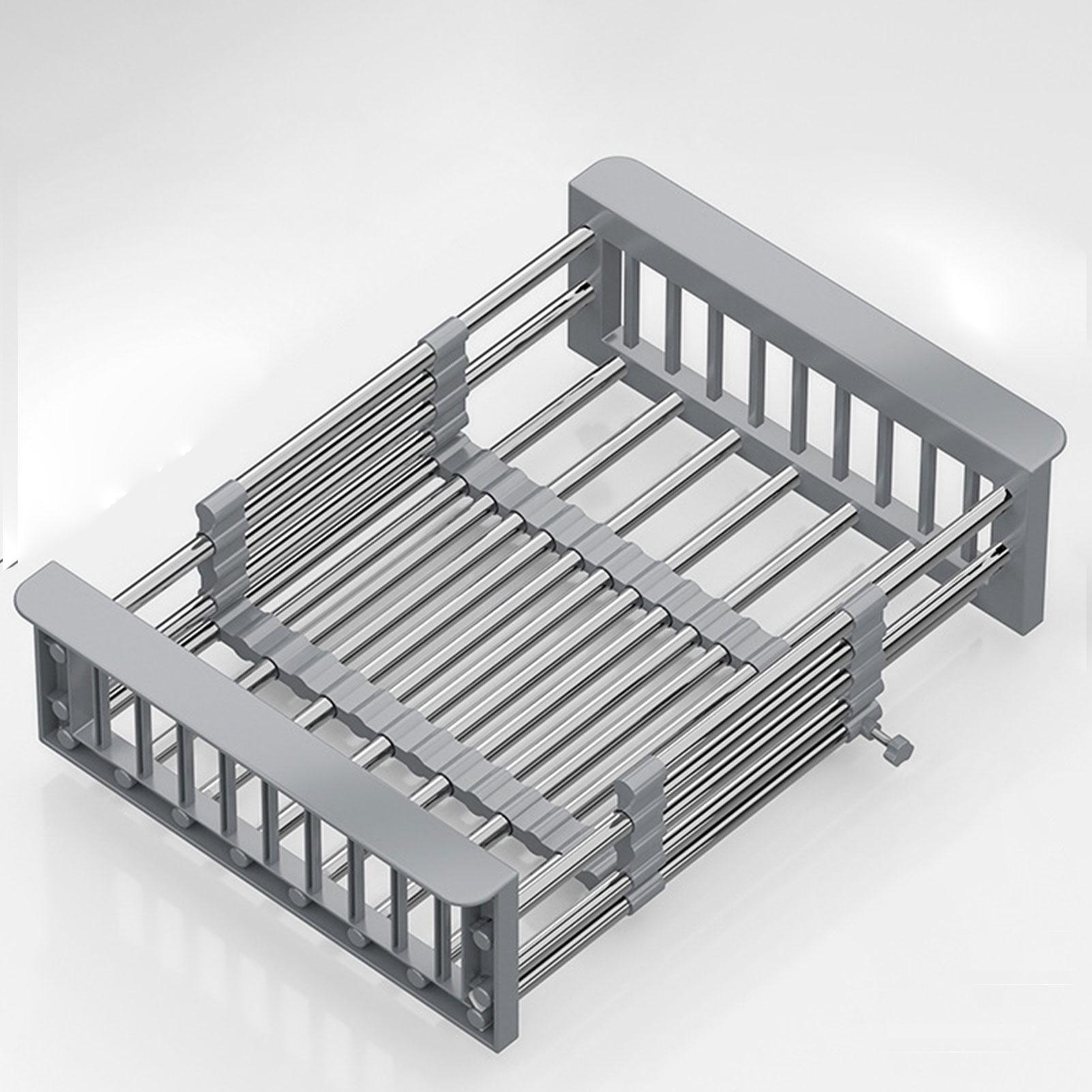 

Телескопическая корзина для сушки над раковиной из нержавеющей стали, многоцелевая, экономящая место, стойка для сушки посуды, подставка для хранения фруктов и овощей Small size серый