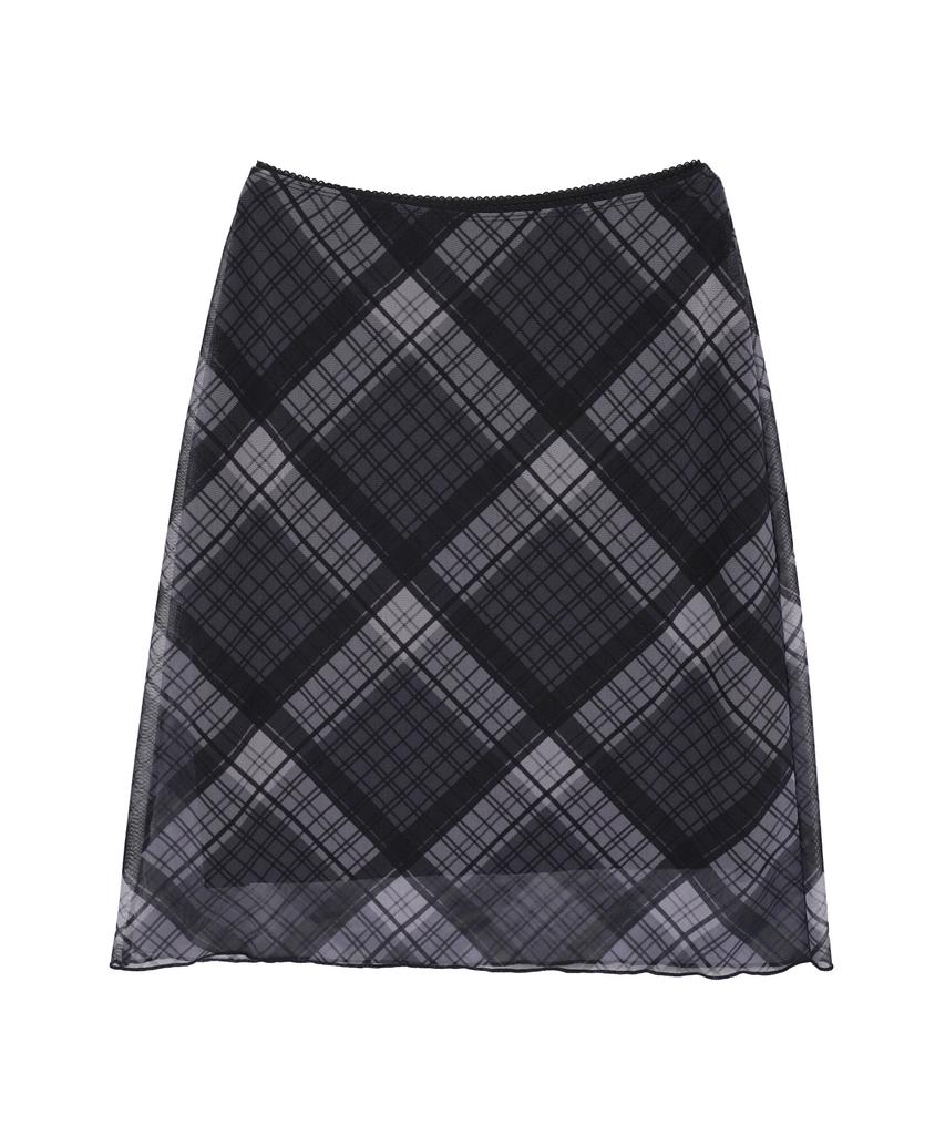 High School Disco Check Midi Skirt_Black