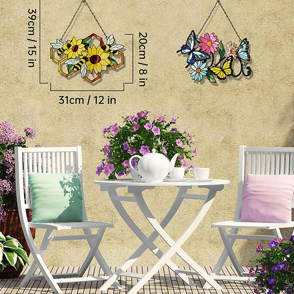 3D Flower Bee Decor Inspirational Wall Decorative Sculpture Hanging Indoor Outdoor for Home Bedroom Office Farmhouse