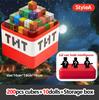 Magnetic Construction Blocks Plaything Storage Box Set Can Hold Figures Magnet Cube Pixel Style Model Baseplate Toys Kids Best Present