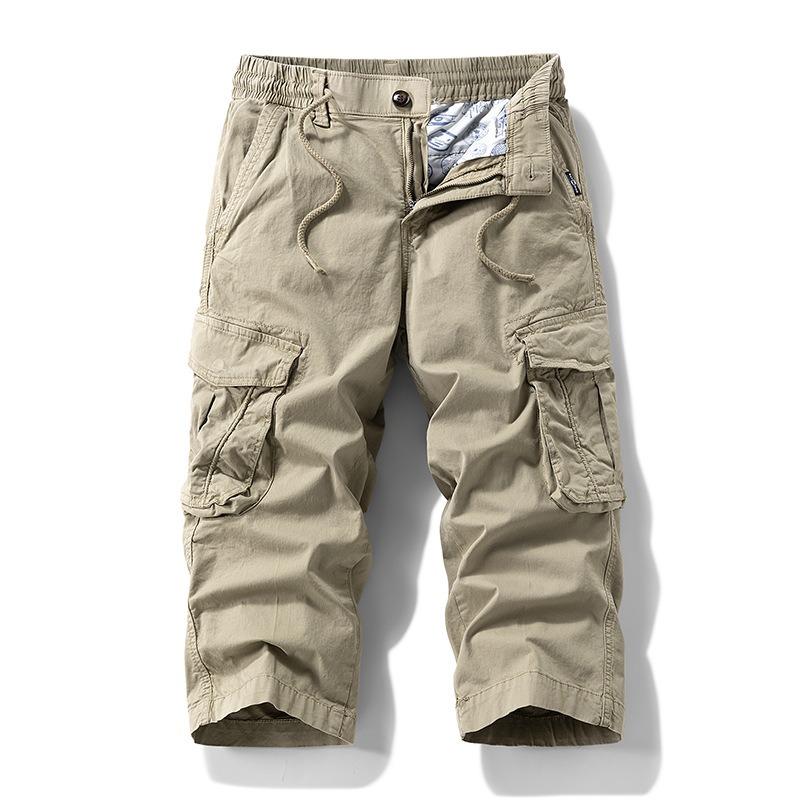 Summer new overalls casual loose men's eight-point pants simple and versatile trendy brand men's high-end pants