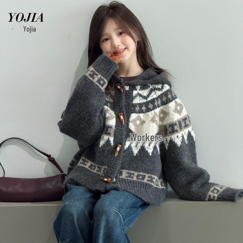 YOJIA Girls' Hooded Winter Knit Sweater