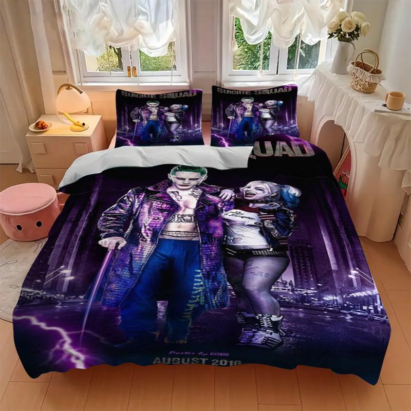 Set Biancheria da Letto Joker & Harley Quinn Copripiumino Regalo per Camera da Letto, Include 1 Copripiumino e 2 Federe, Senza ImbottituraB431