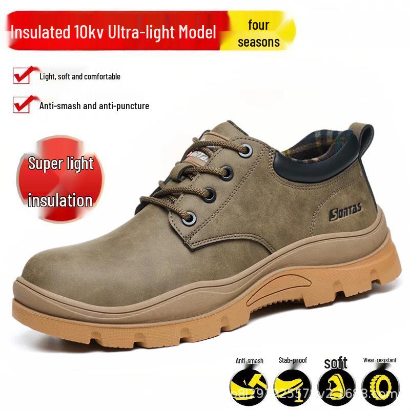 Men’s Summer Breathable Steel Toe Work Safety Shoes – Anti-smash, Anti-puncture, Insulated for Construction Workers