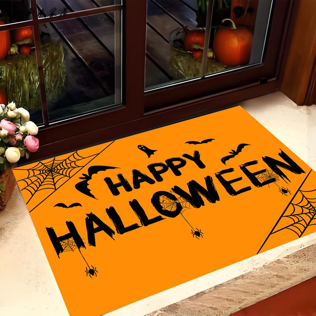 Halloween Cartoon Pumpkin Bat Black Kids Non-slip Decorative Mat Carpet for Bedroom Living Room Balcony Home Decoration
