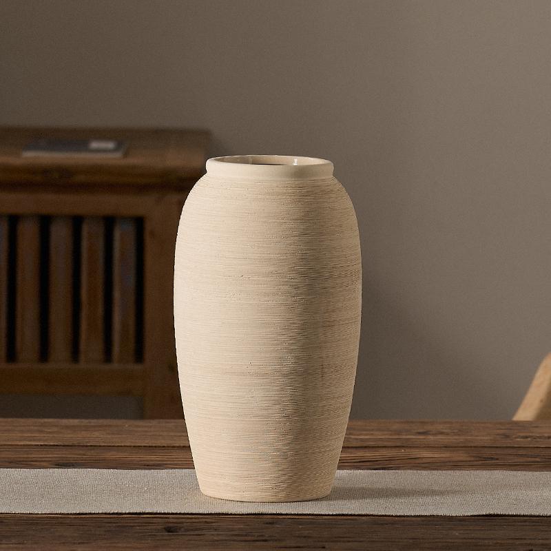 Terracotta Ceramic Vase: Rustic Pottery Flower Vessel for Living Room, Hotel, or Outdoor Décor