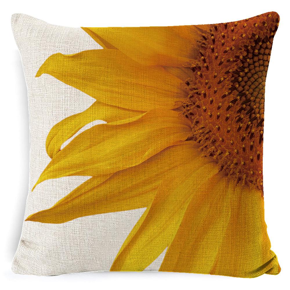 Harvest Thanksgiving Sunflower Pillow Cover Sofa Waist Support Cushion Pillow Plant Car Back Cushion Linen Material
