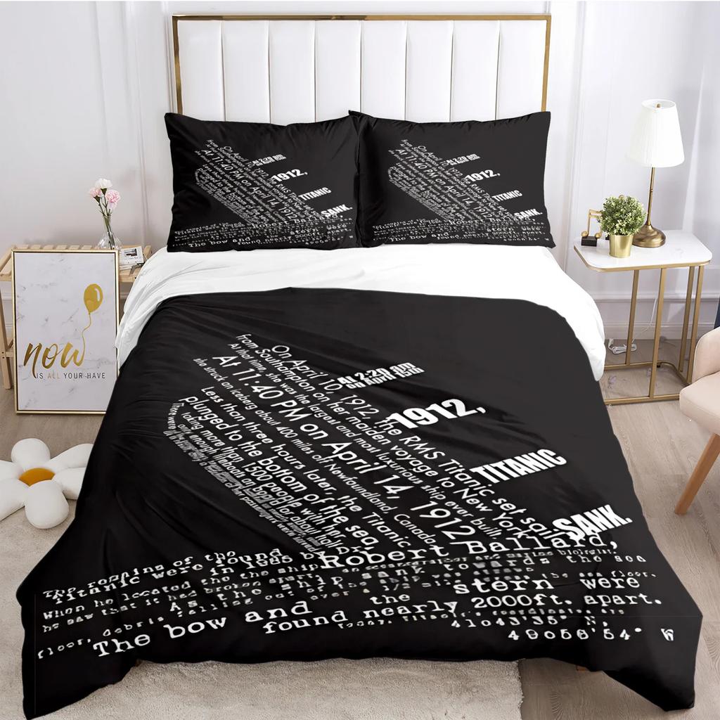 Titanic Romantic Love Duvet Cover Comforter Bedding Set Soft Quilt Cover and Pillowcases for Teens Boy Single/Double/Queen/King